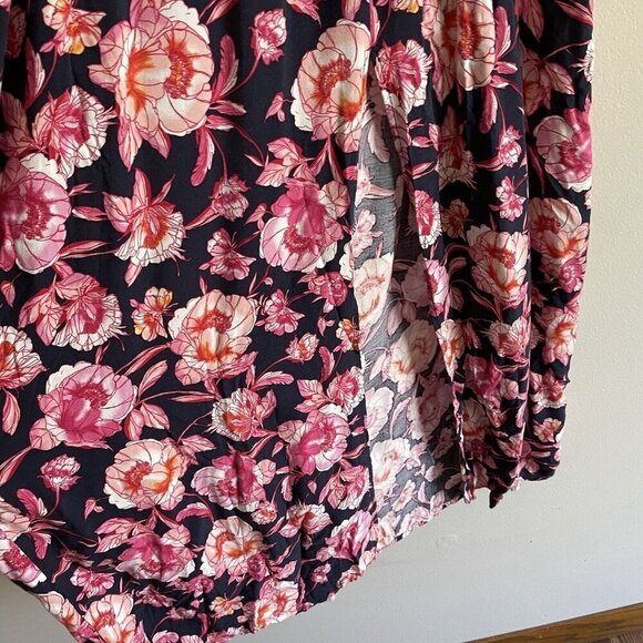 Band Of Gypsies Women XS Blue Pink Floral Spaghetti Straps Tie Front Maxi Dress - Picture 10 of 10